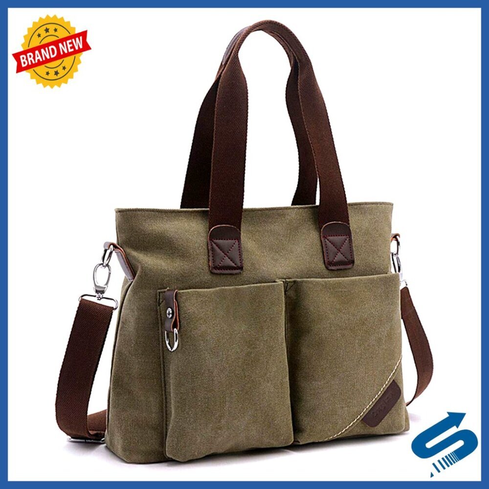 Top Handle Satchel Tote Shoulder Bag Canvas Minimal Chic Everyday Purse